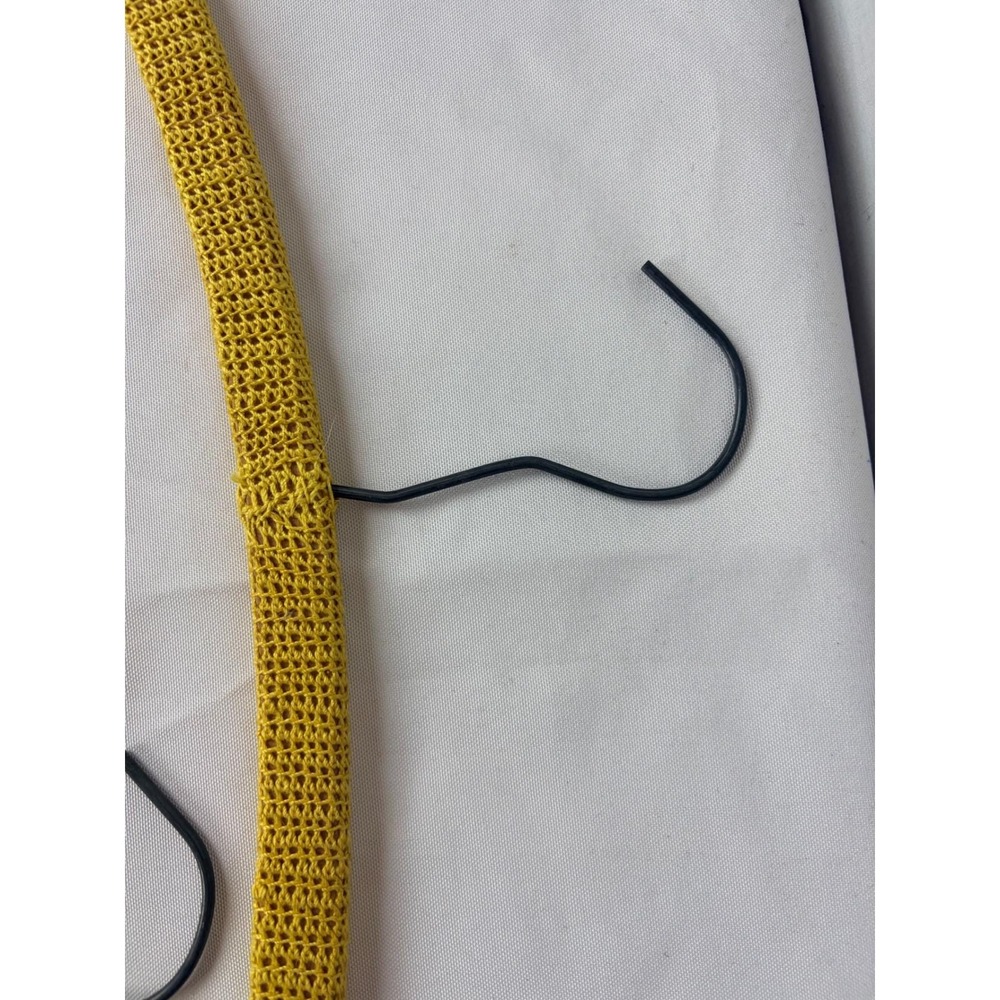 Vintage Mustard Yellow Crochet Covered Clothes Hangers Set of 2 Retro Handmade - Picture 6 of 9